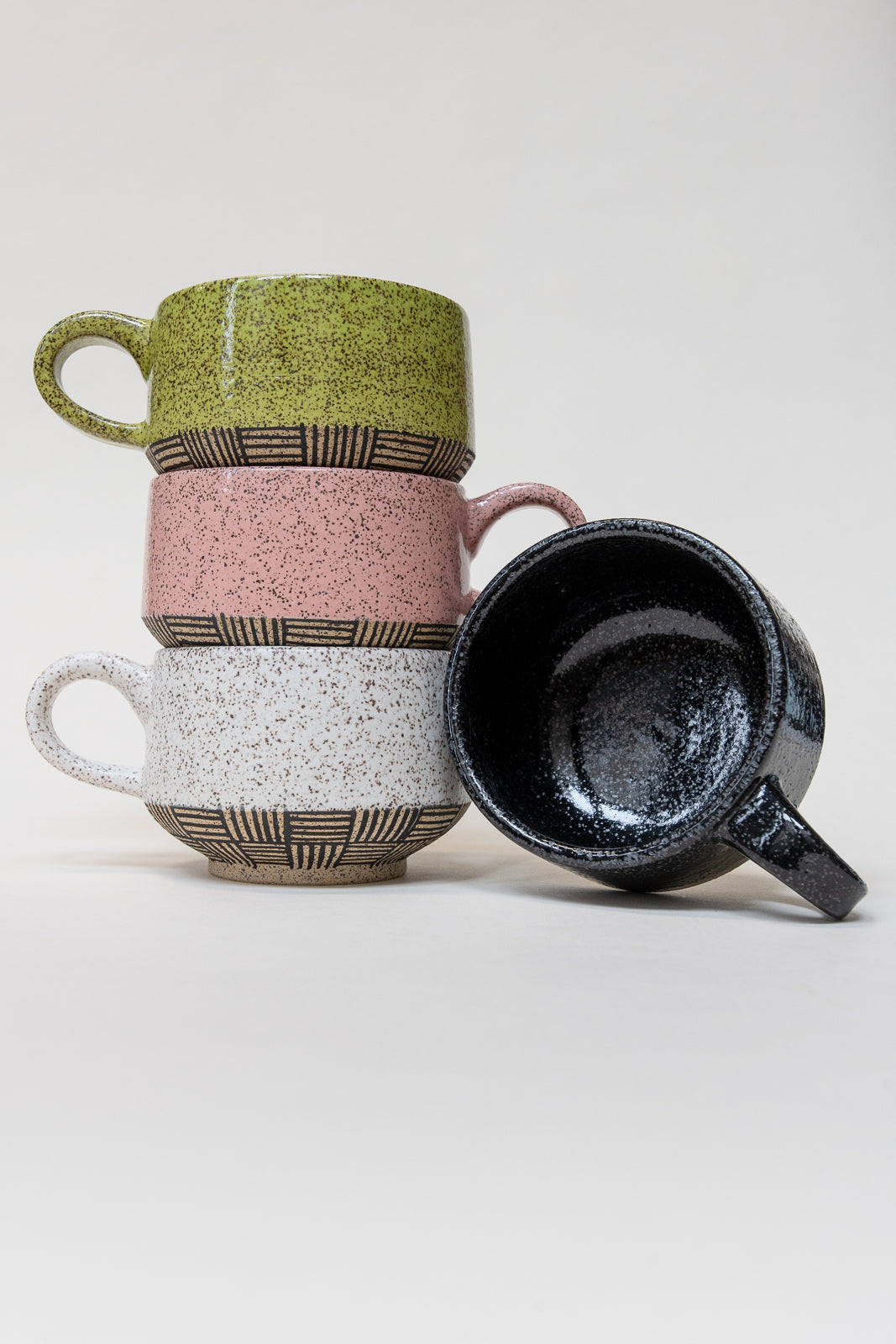 Speckled Stoneware Mug with hand painted pattern