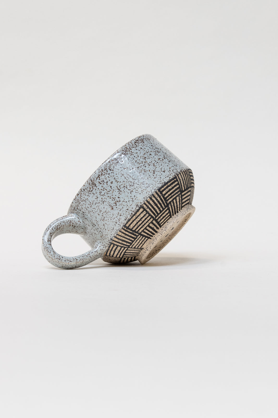 Speckled Stoneware Mug with hand painted pattern