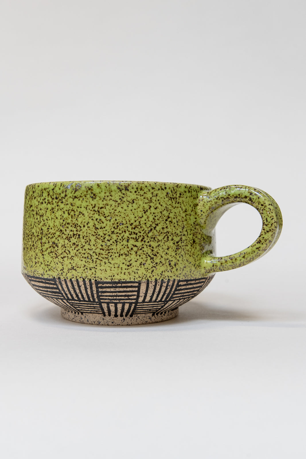 Speckled Stoneware Mug with hand painted pattern