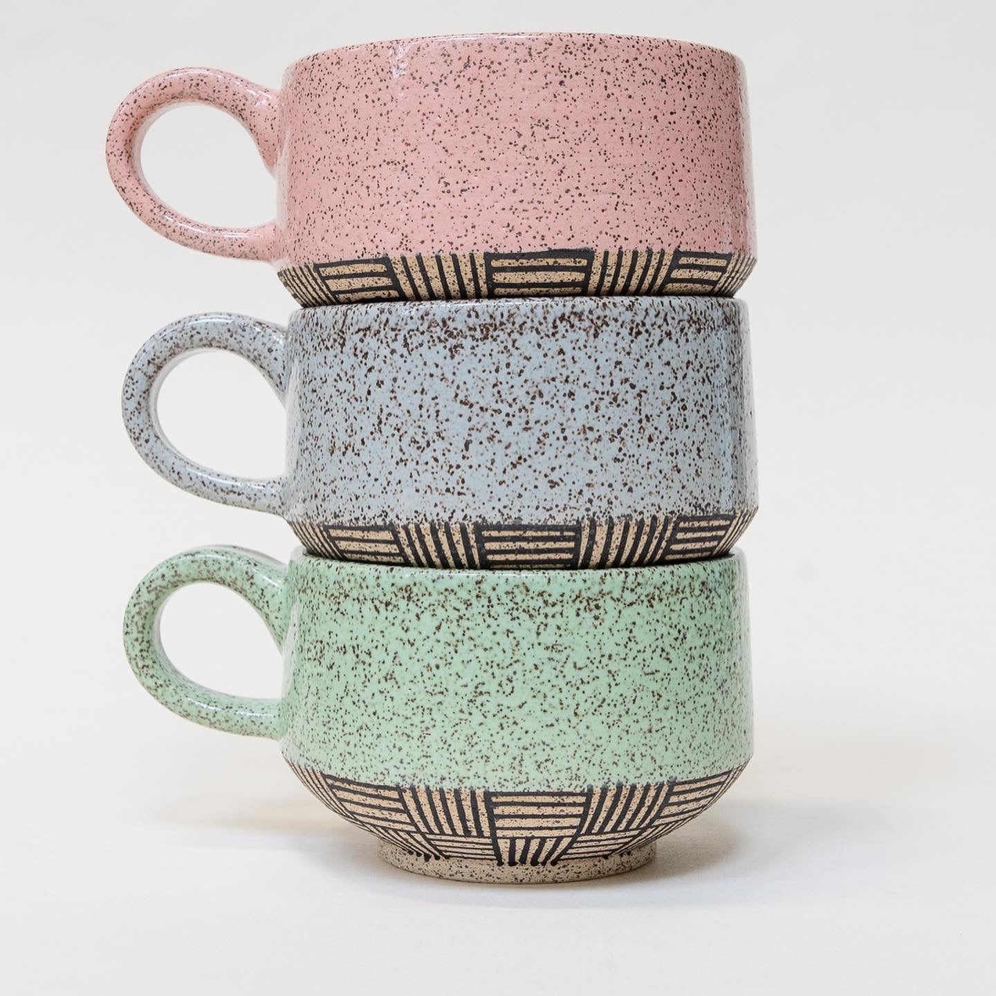 Speckled Stoneware Mug with hand painted pattern
